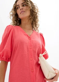 Vestido midi acampanado con mangas abullonadas