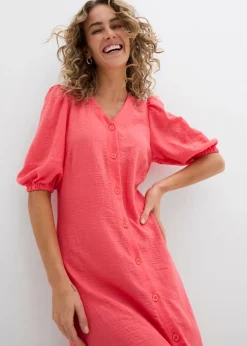 Vestido midi acampanado con mangas abullonadas