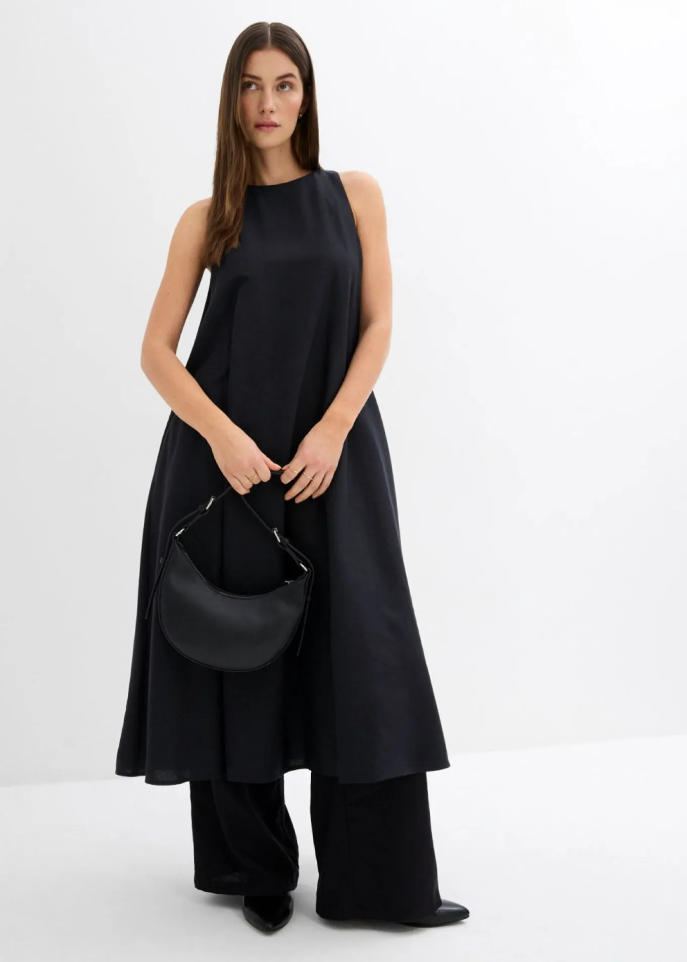 Vestido midi acampanado de mezcla de viscosa