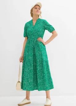 Vestido midi ancho de algodón puro