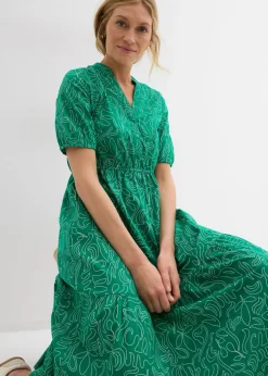 Vestido midi ancho de algodón puro