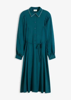 Vestido midi con aplicación de perlas