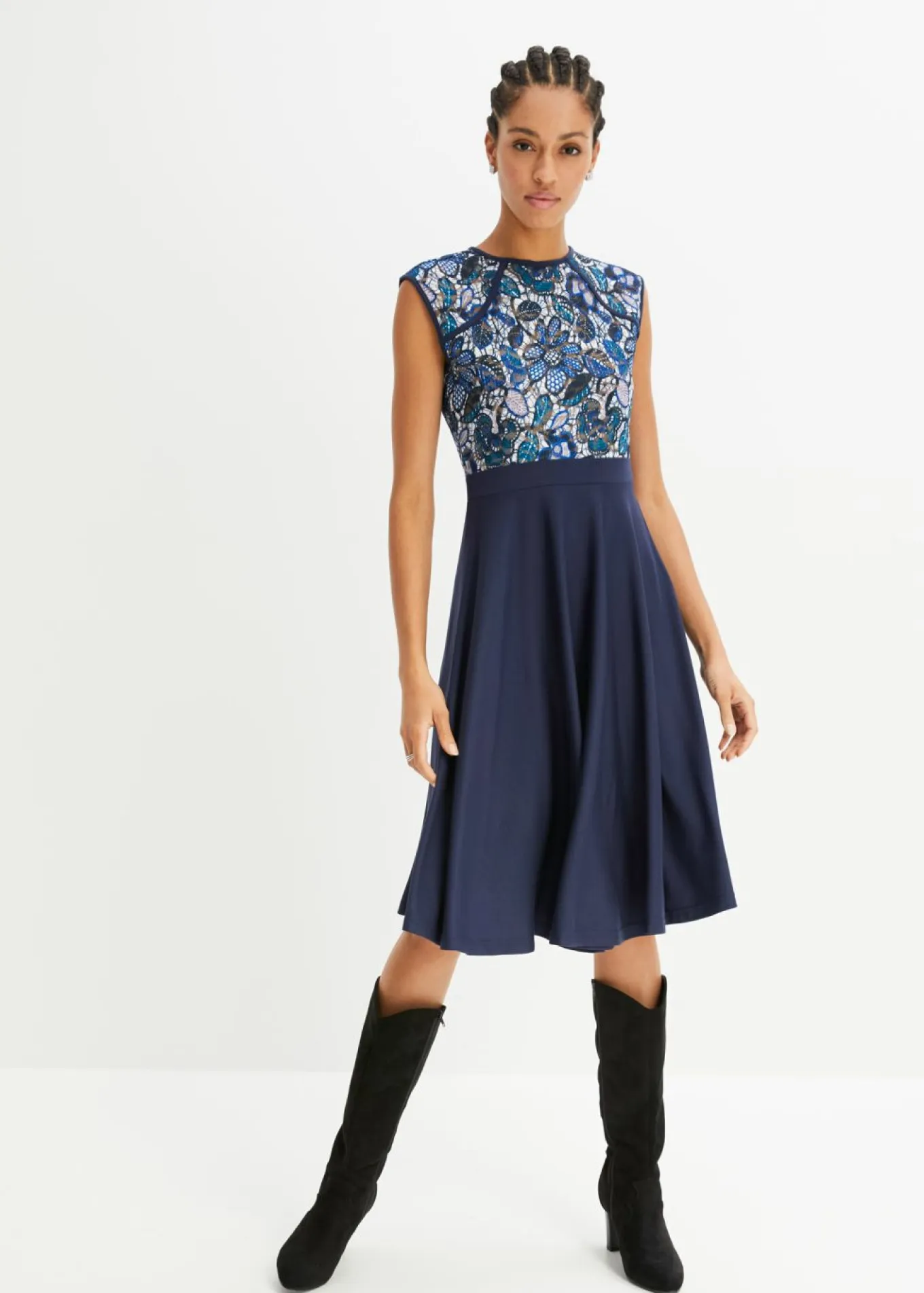 Vestido midi con encaje