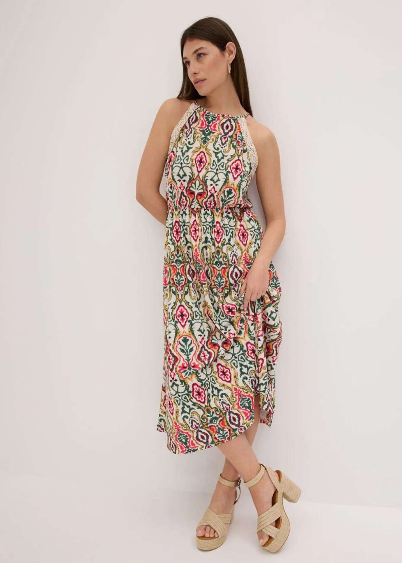 Vestido midi con encaje