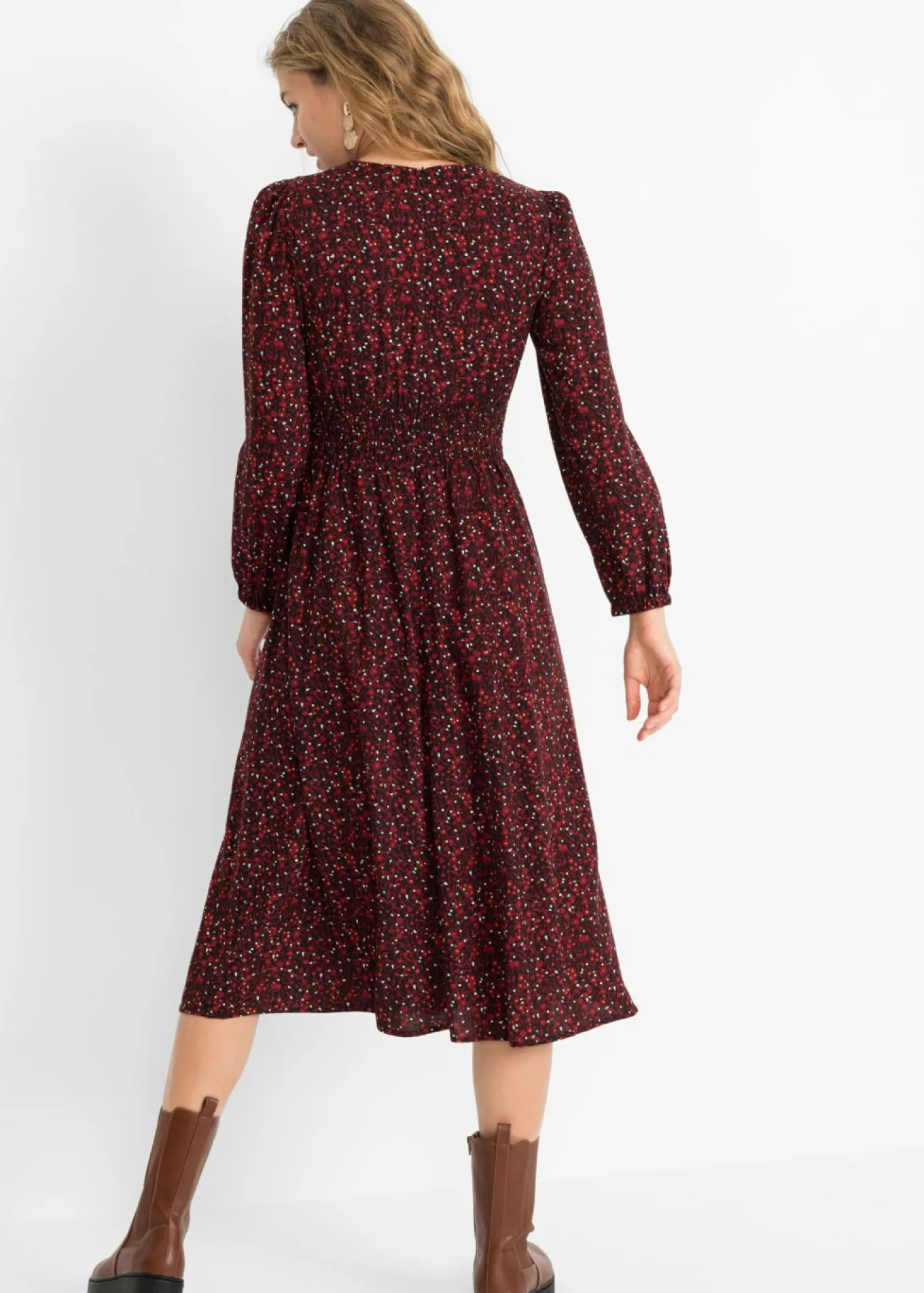 Vestido midi con estampado de flores