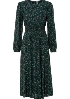Vestido midi con estampado de flores