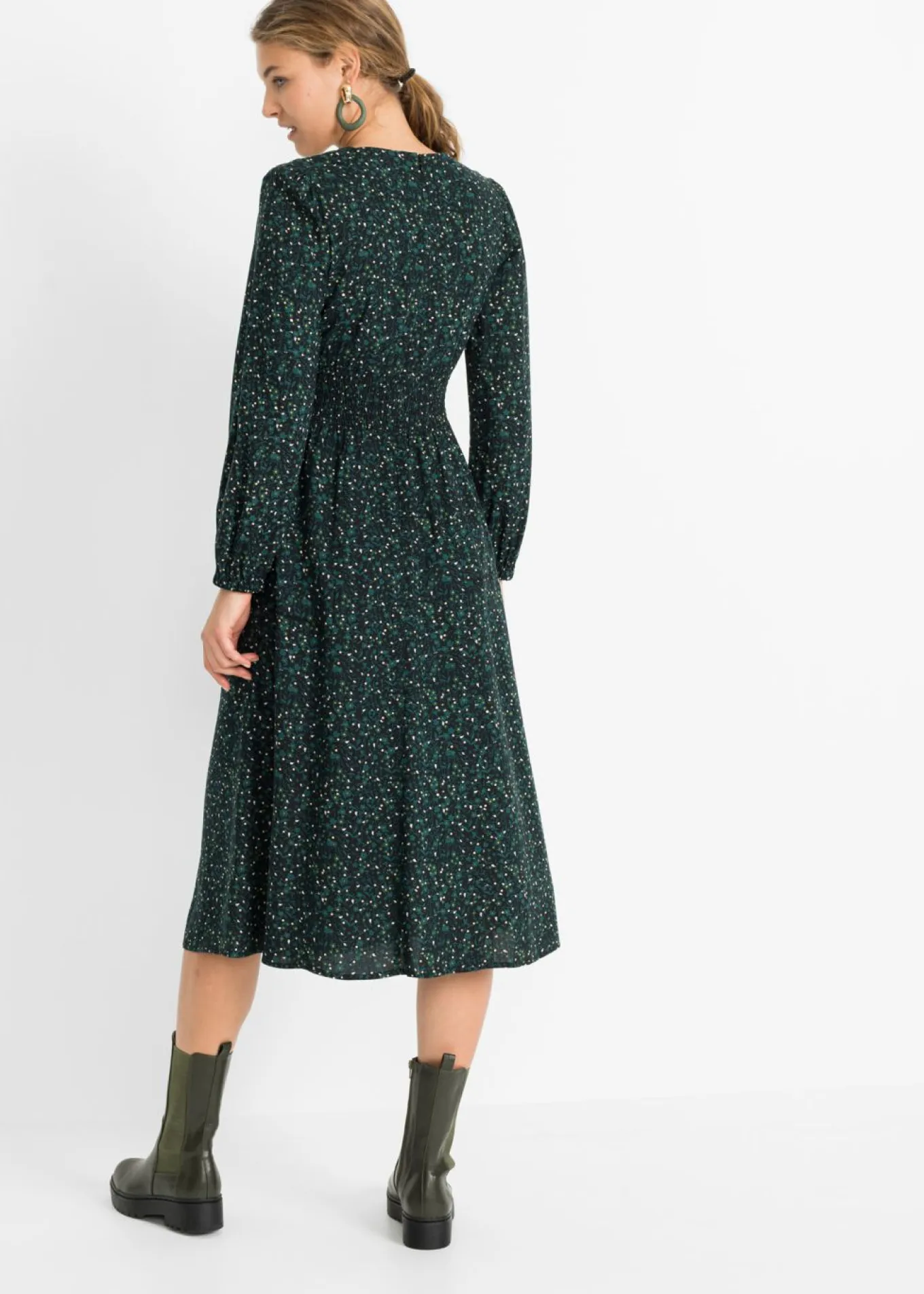 Vestido midi con estampado de flores