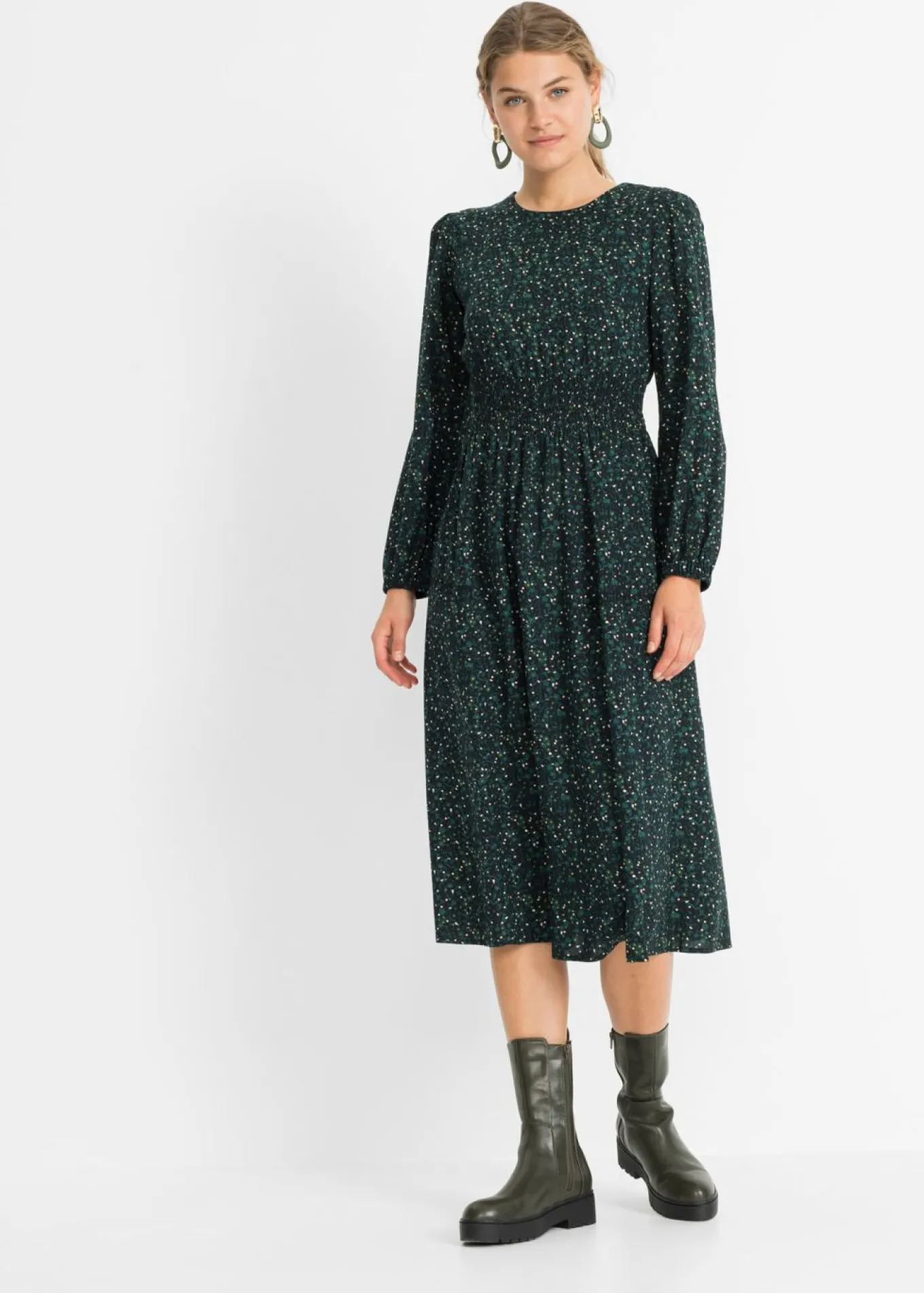 Vestido midi con estampado de flores