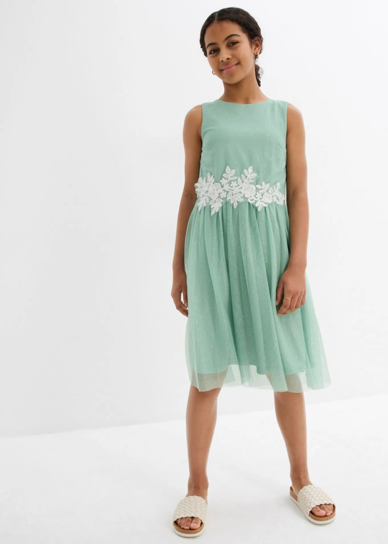 Vestido midi con ribete de encaje