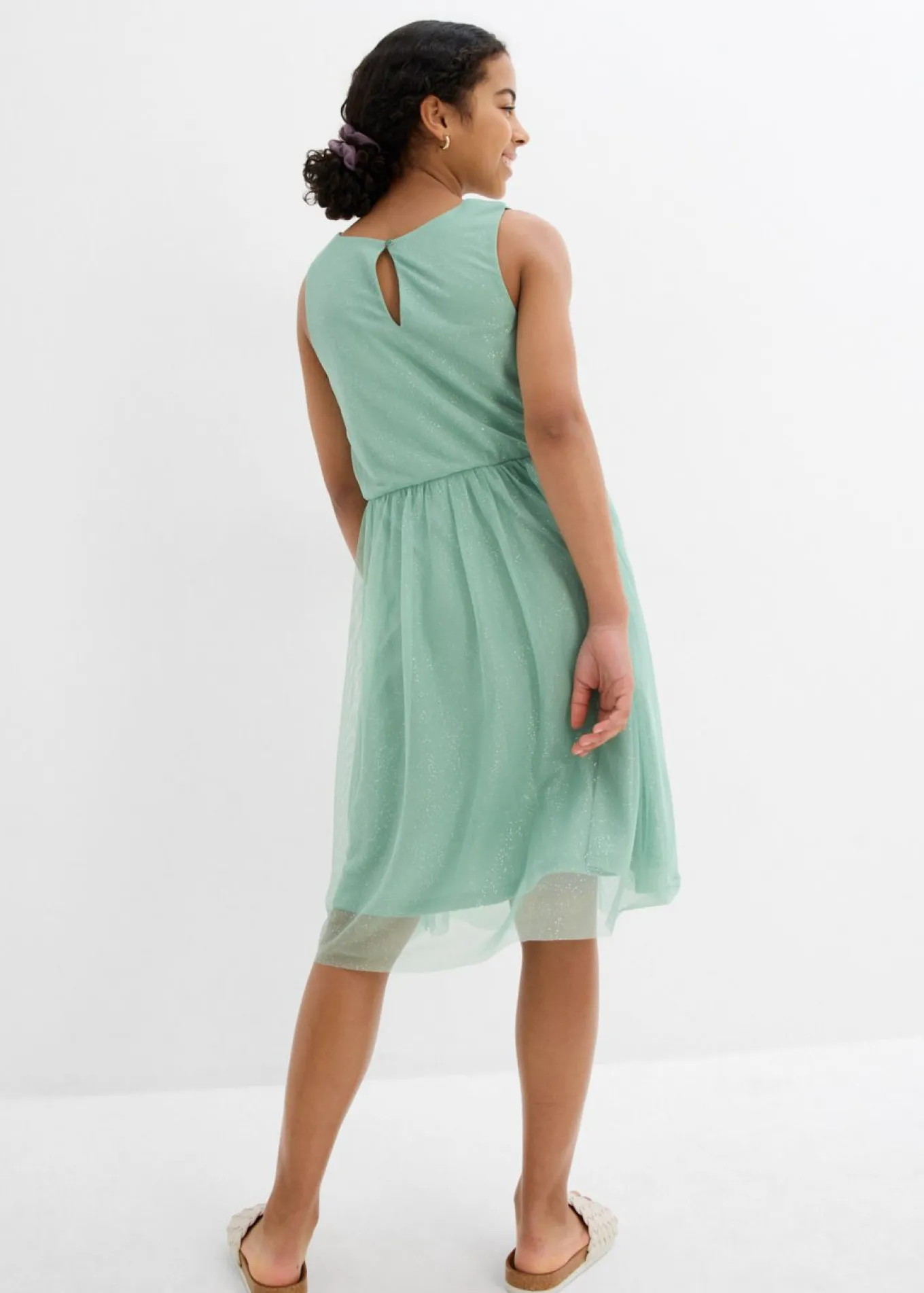 Vestido midi con ribete de encaje