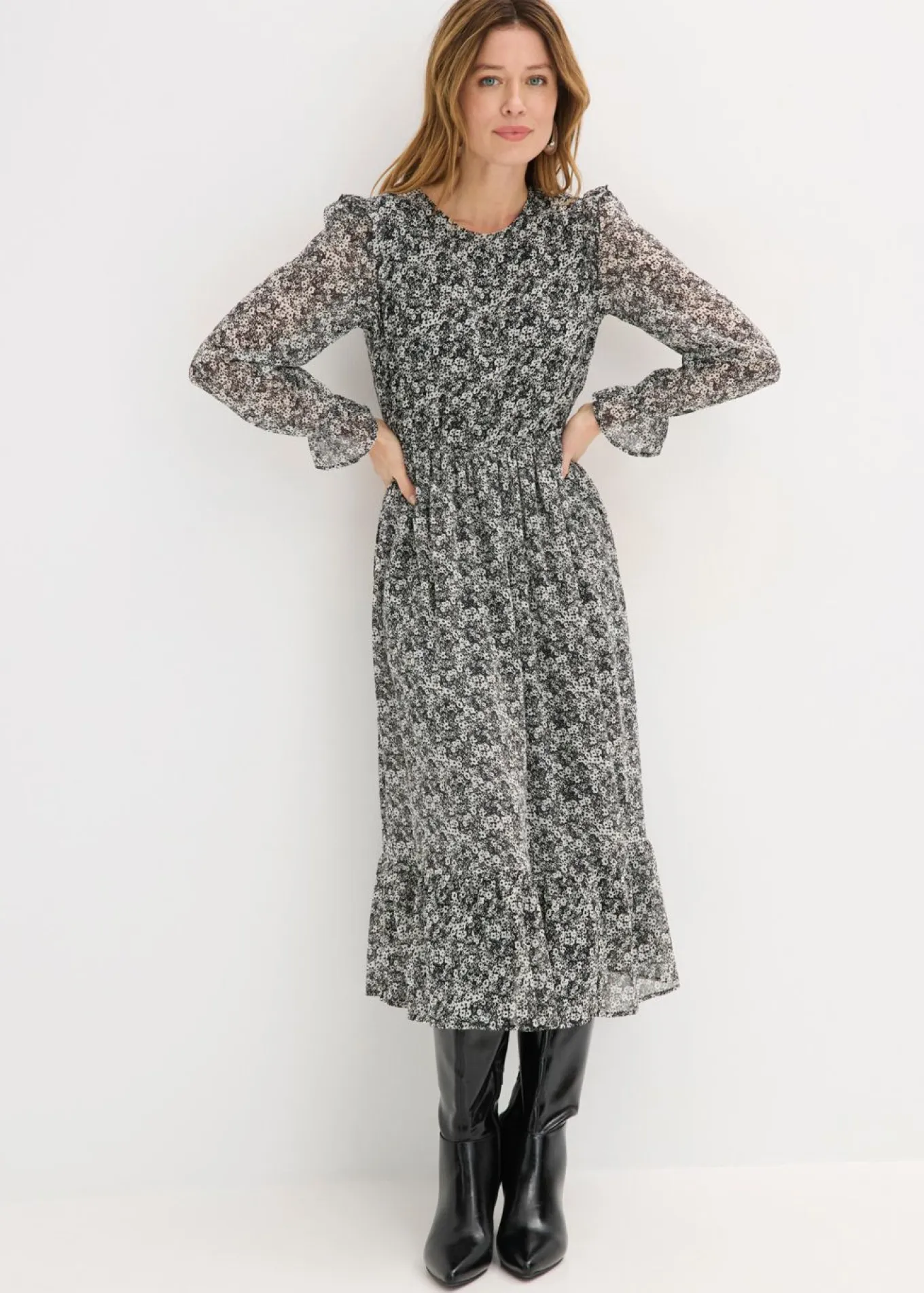 Vestido midi con volantes