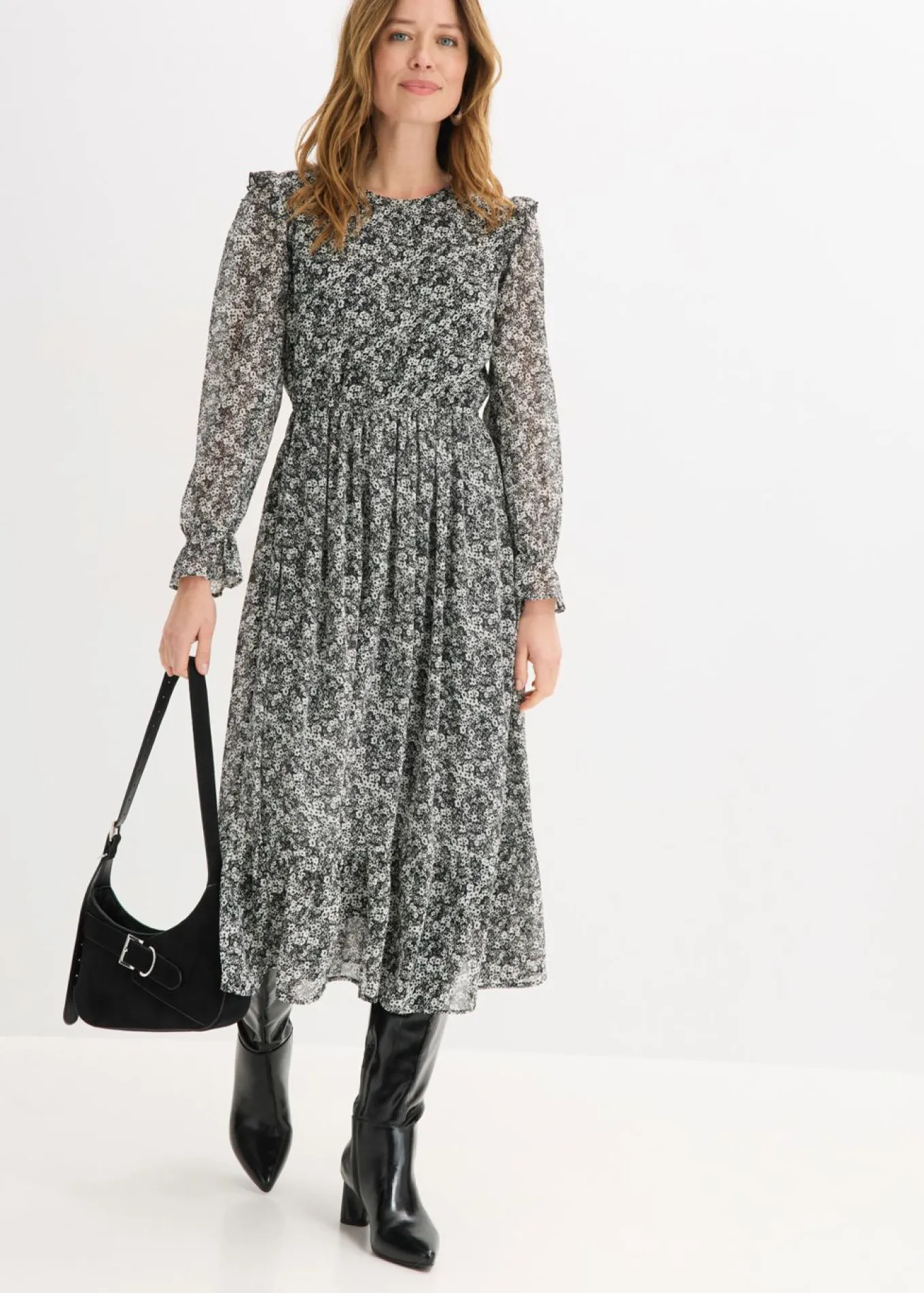 Vestido midi con volantes