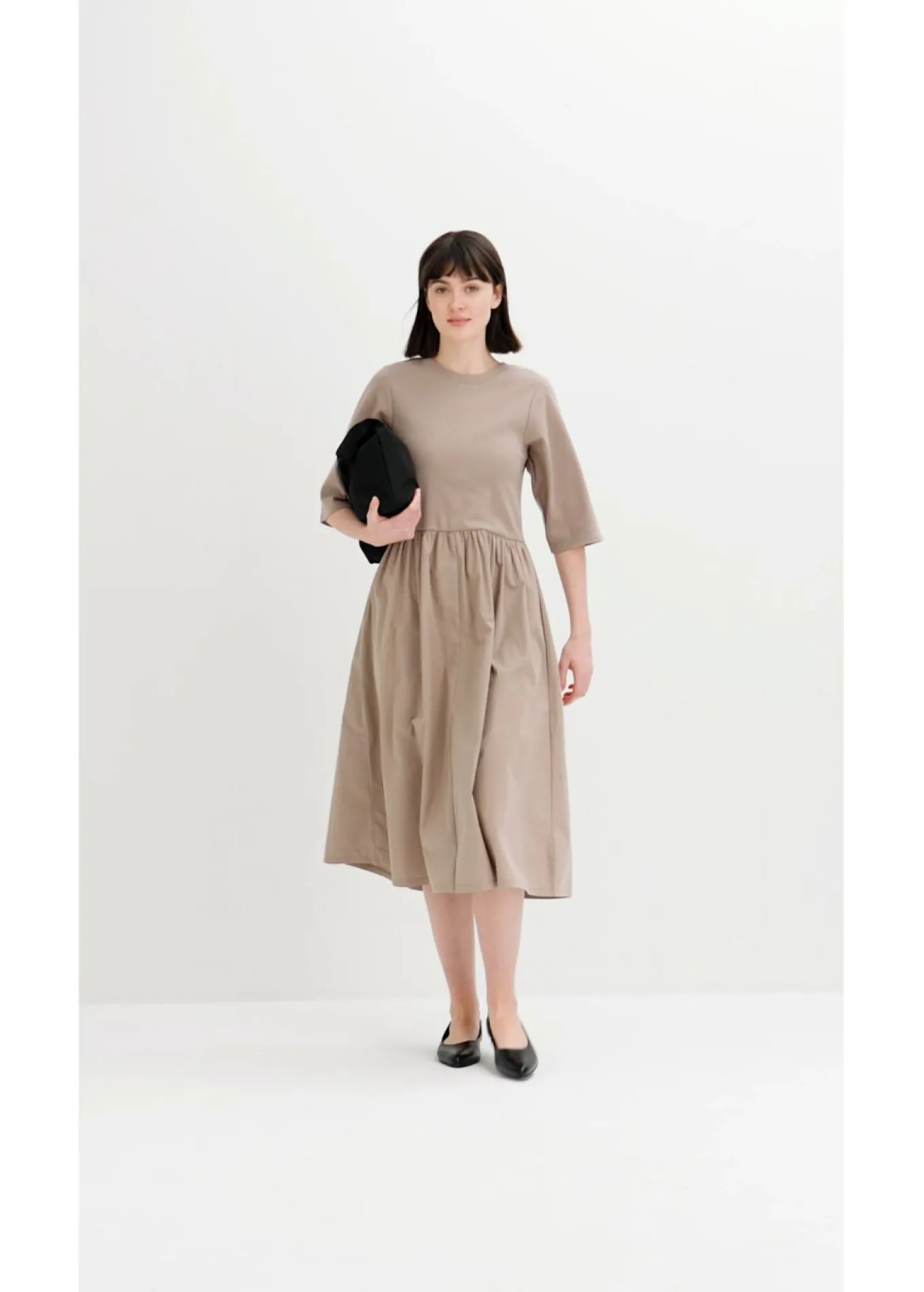 Vestido midi de algodón puro