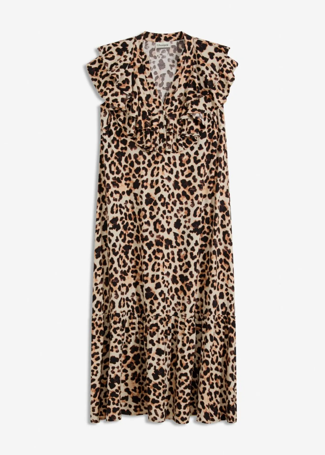 Vestido midi de crepé estructurado con volantes