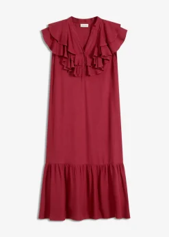 Vestido midi de crepé estructurado con volantes