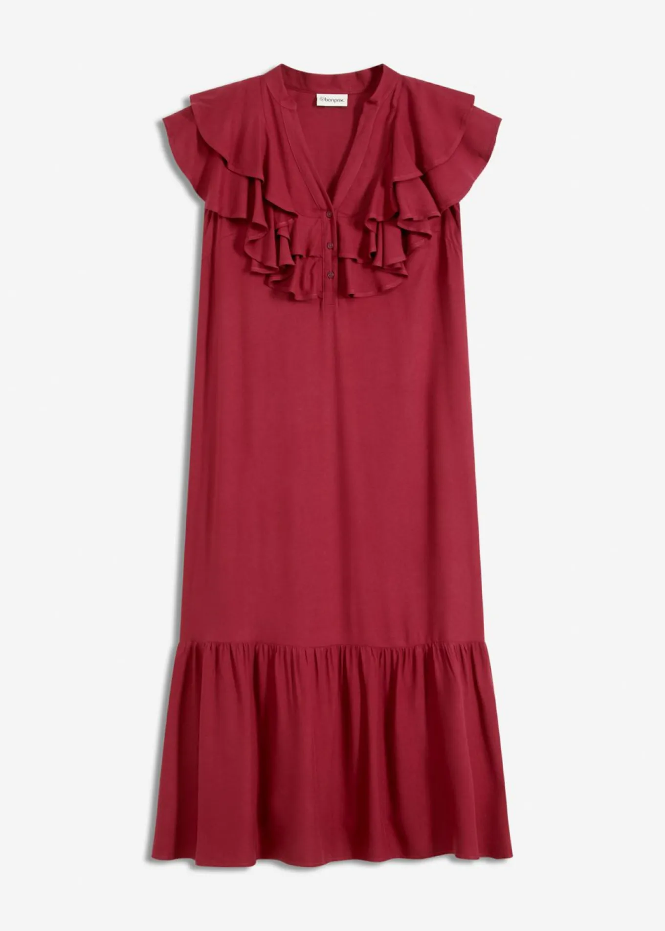 Vestido midi de crepé estructurado con volantes