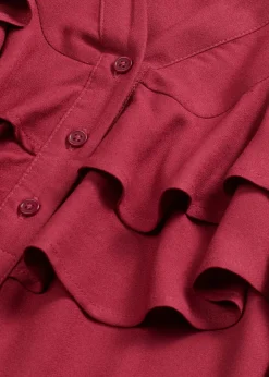 Vestido midi de crepé estructurado con volantes
