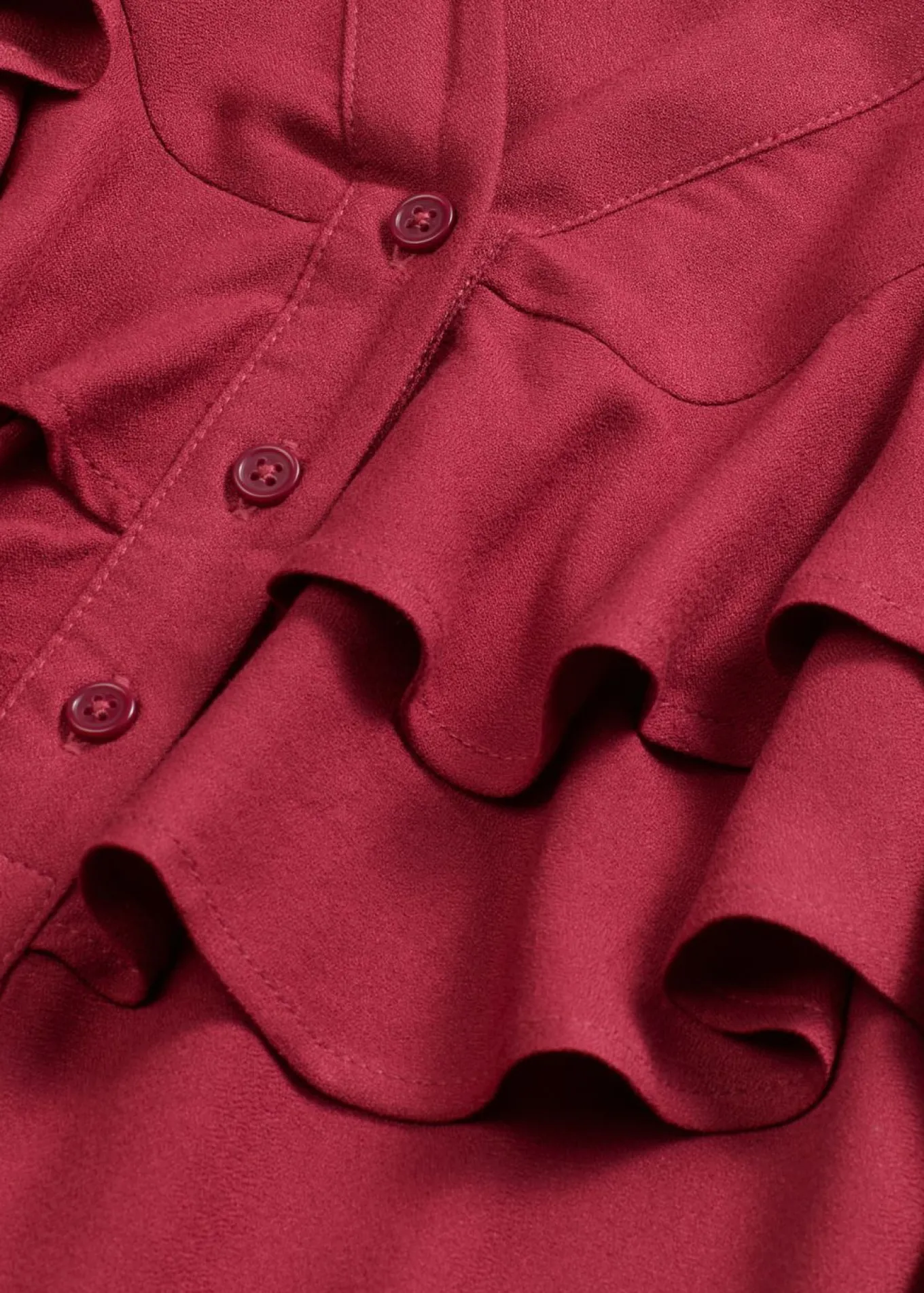 Vestido midi de crepé estructurado con volantes