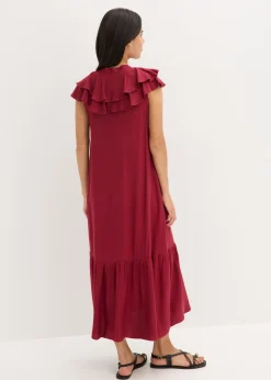 Vestido midi de crepé estructurado con volantes