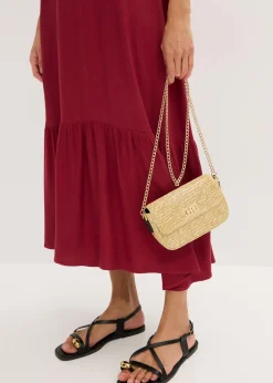 Vestido midi de crepé estructurado con volantes