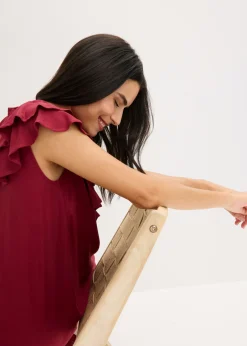 Vestido midi de crepé estructurado con volantes