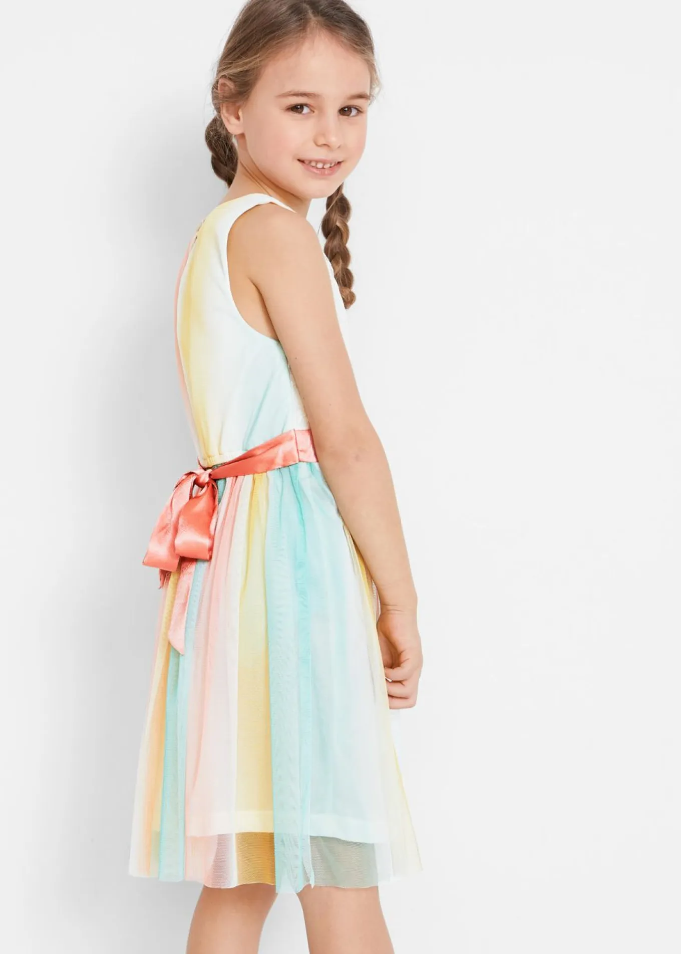 Vestido midi de encaje delicado y tul