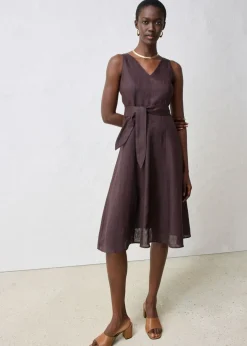 Vestido midi de lino puro