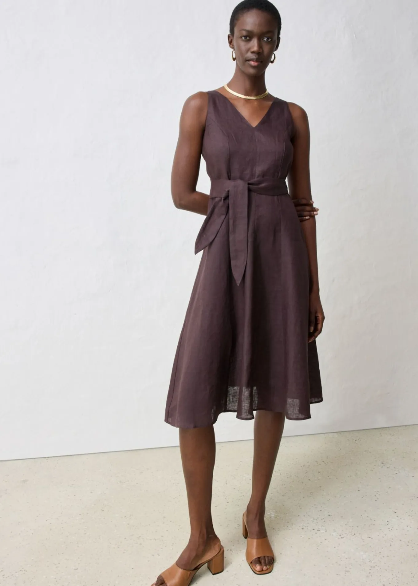 Vestido midi de lino puro