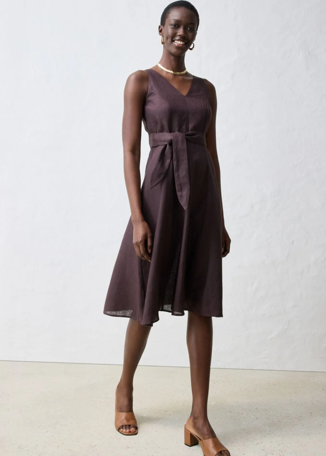 Vestido midi de lino puro