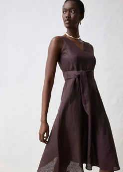 Vestido midi de lino puro