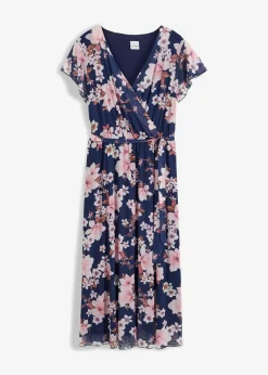 Vestido midi de malla estampado