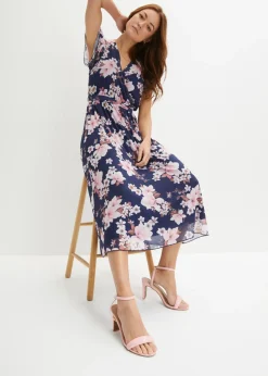 Vestido midi de malla estampado