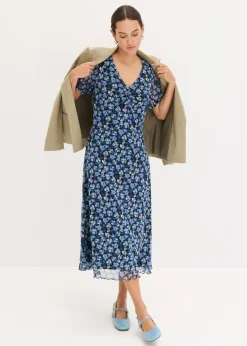 Vestido midi de malla estampado