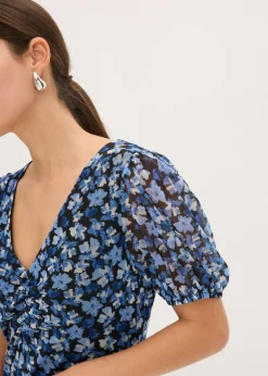 Vestido midi de malla estampado