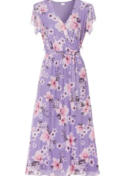 Vestido midi de malla estampado