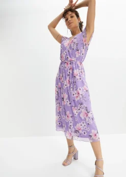 Vestido midi de malla estampado