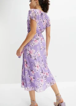 Vestido midi de malla estampado
