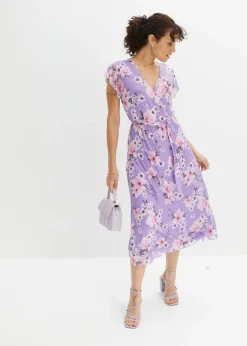 Vestido midi de malla estampado
