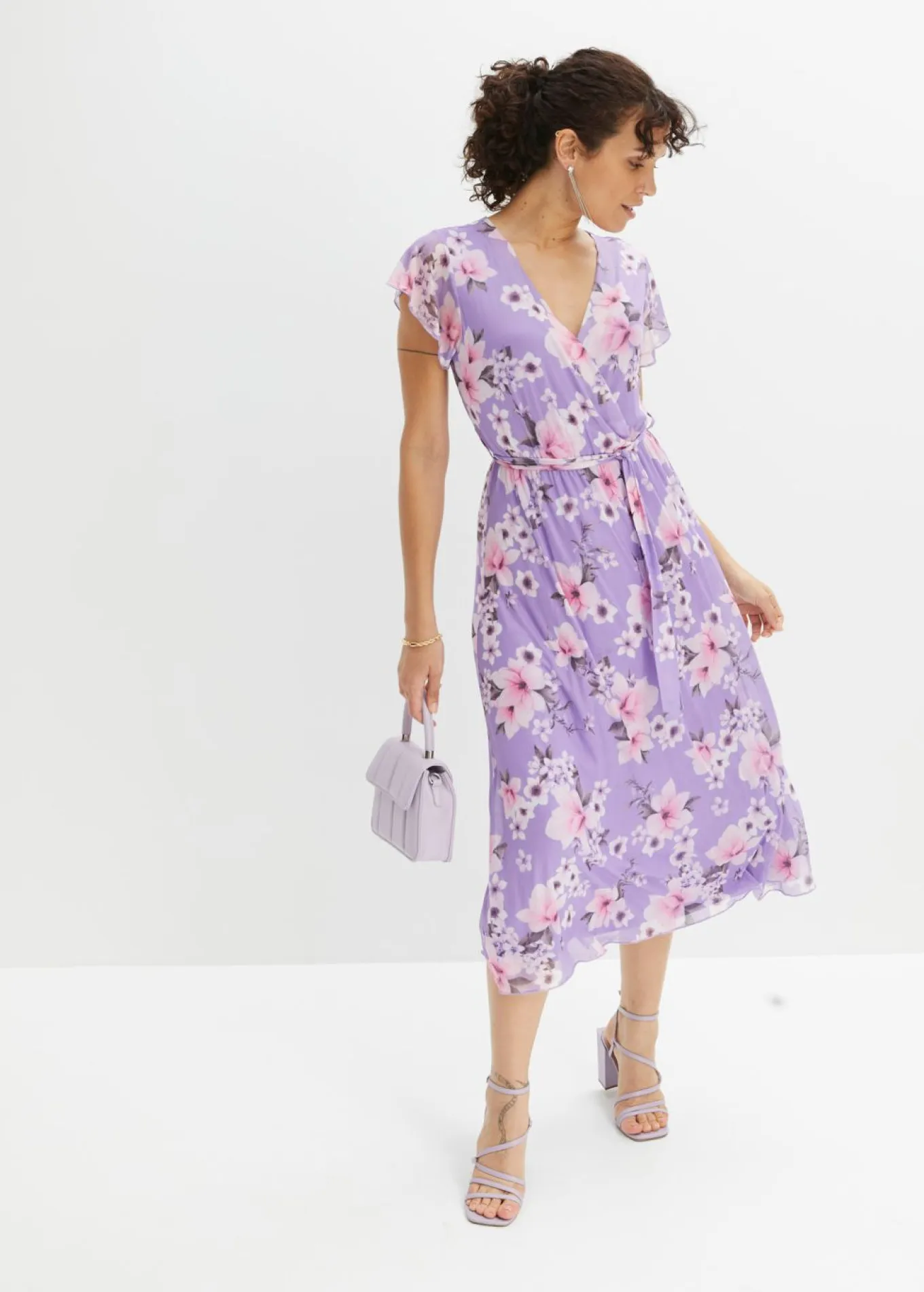 Vestido midi de malla estampado