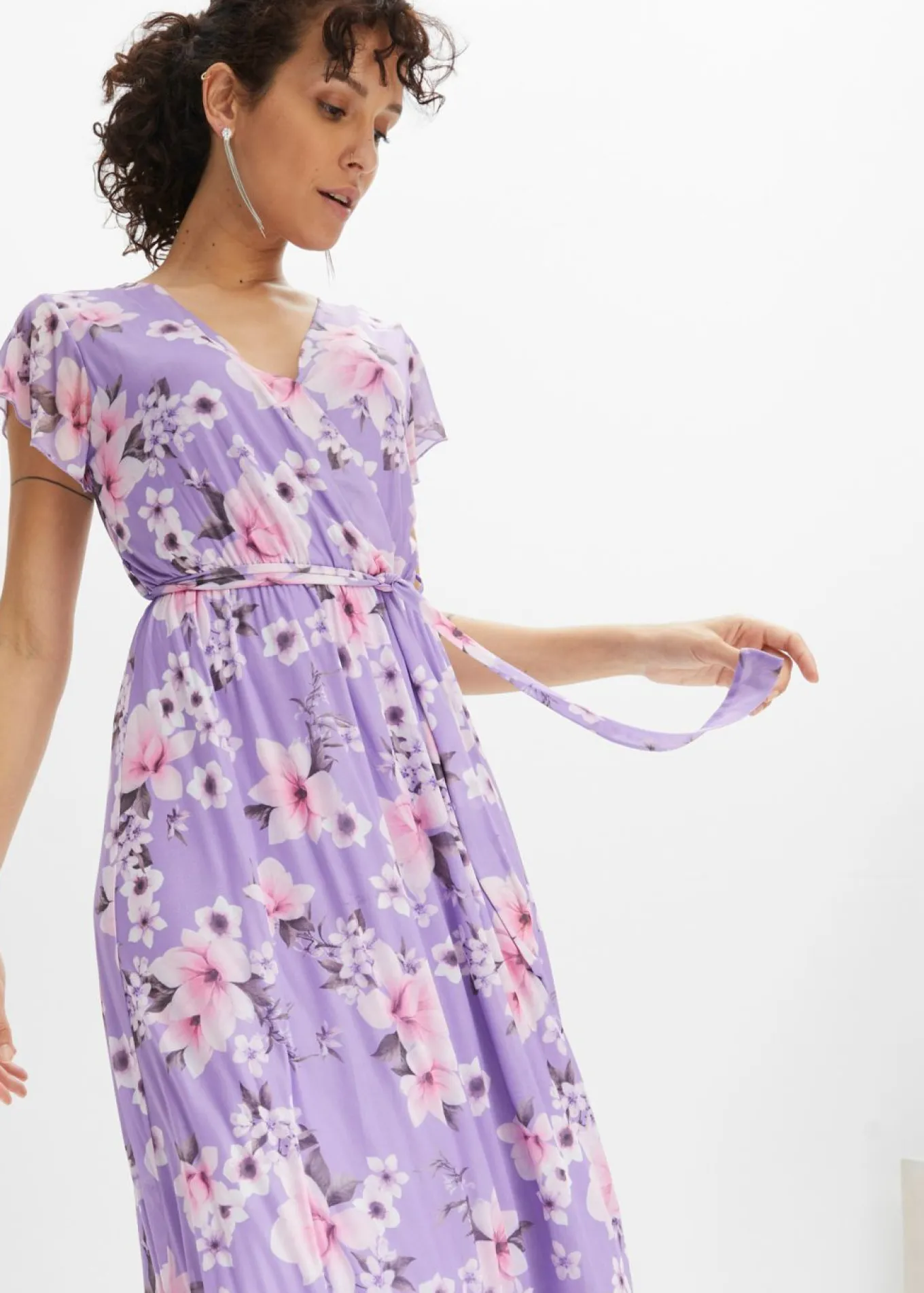 Vestido midi de malla estampado