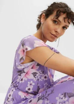 Vestido midi de malla estampado