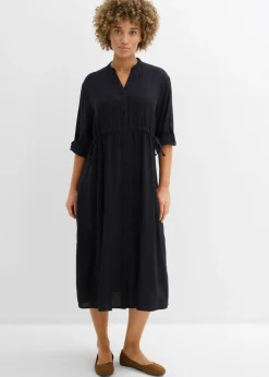 Vestido midi de mezcla de lino