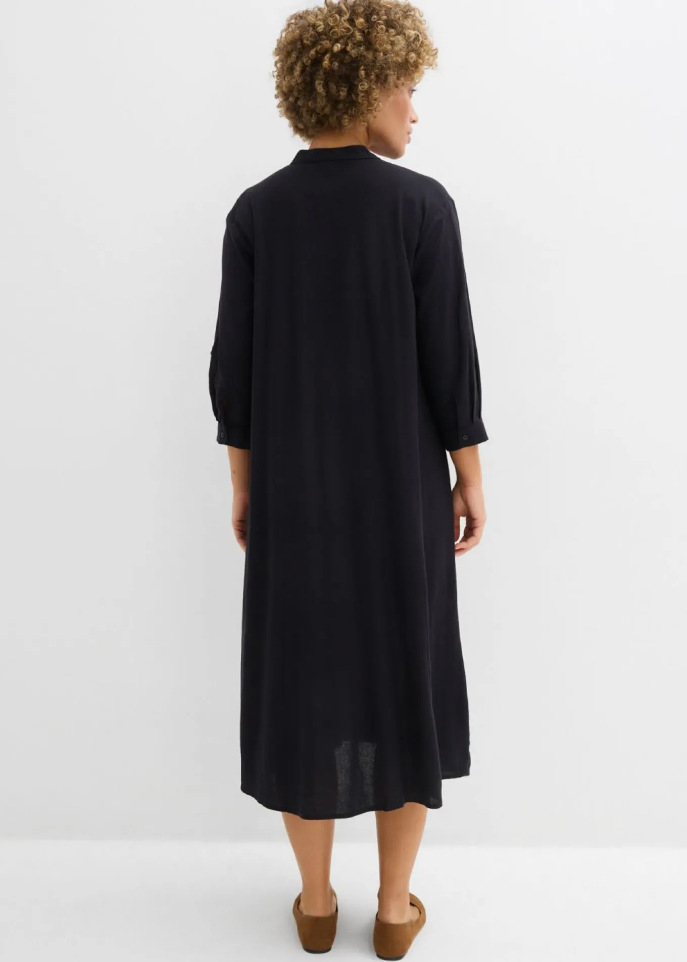 Vestido midi de mezcla de lino