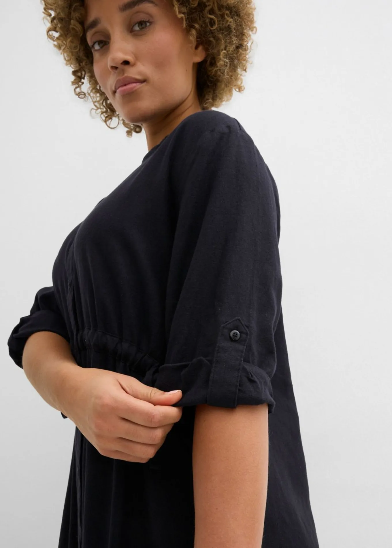 Vestido midi de mezcla de lino