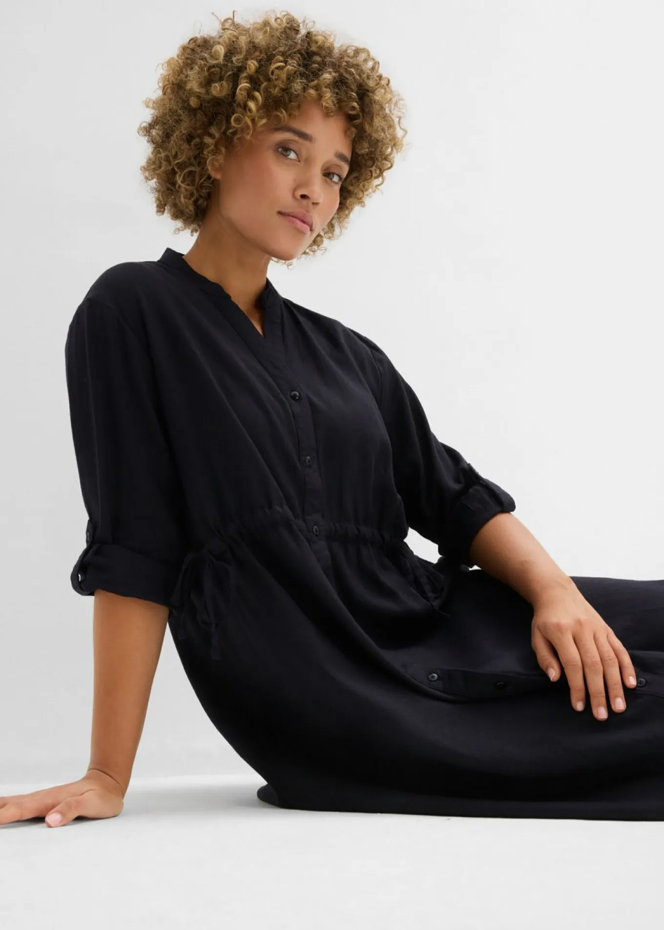 Vestido midi de mezcla de lino