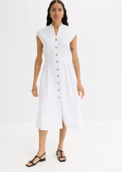 Vestido midi de mezcla de lino ligero