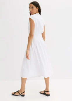 Vestido midi de mezcla de lino ligero