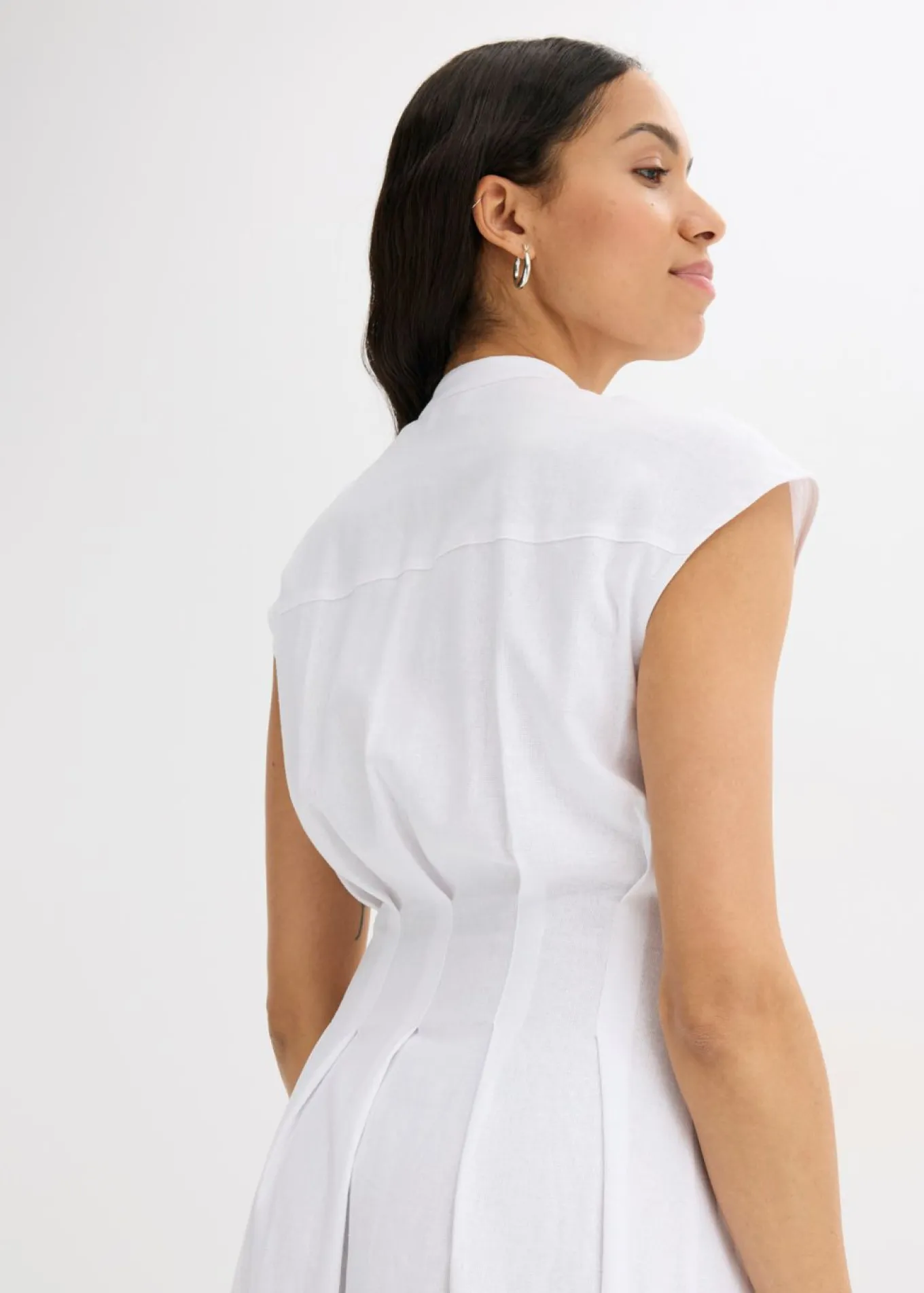 Vestido midi de mezcla de lino ligero