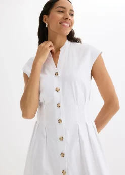 Vestido midi de mezcla de lino ligero