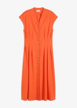 Vestido midi de mezcla de lino ligero